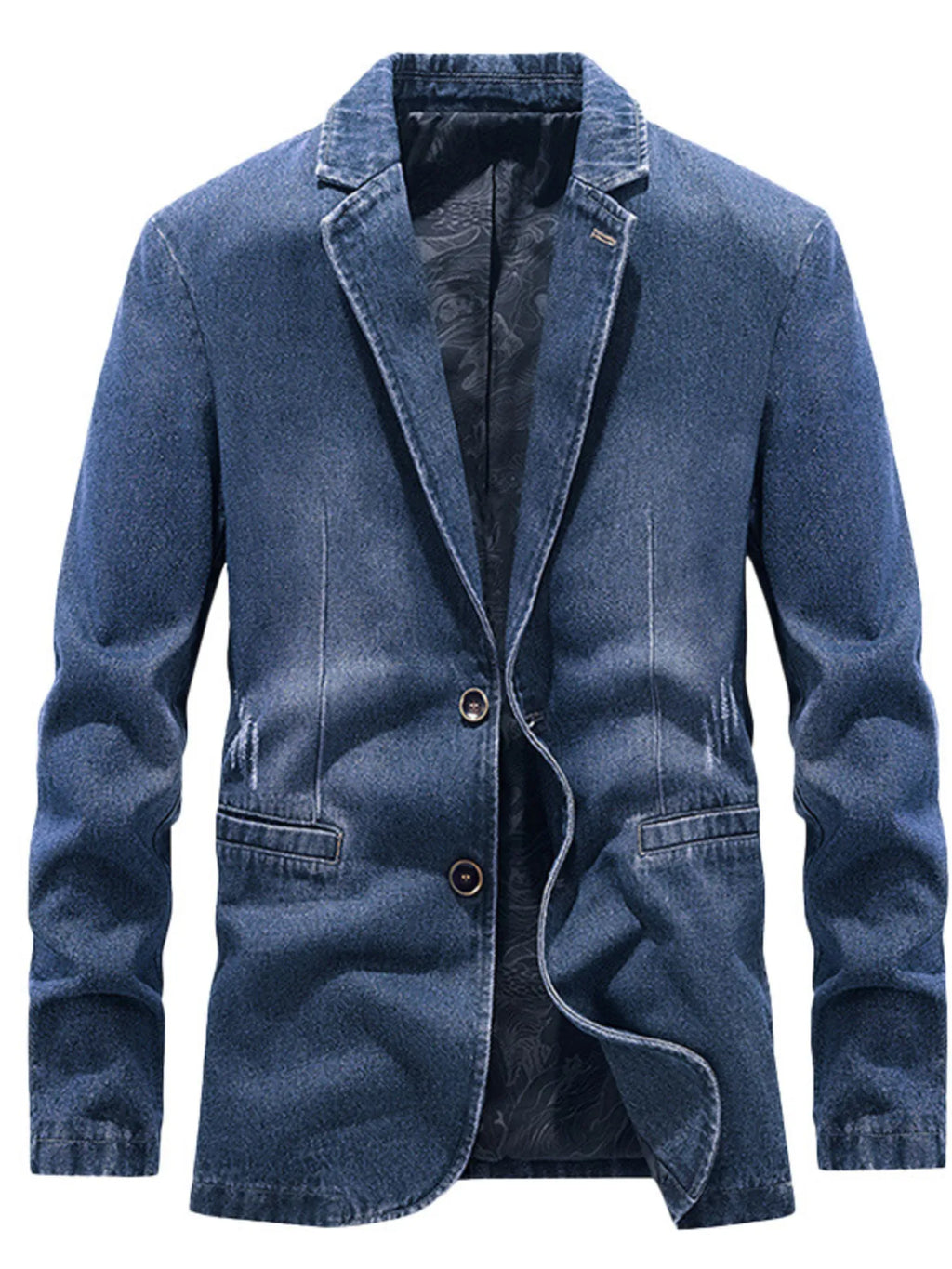 Men's Plus Size Slim Fit Long Sleeve Denim Blazer