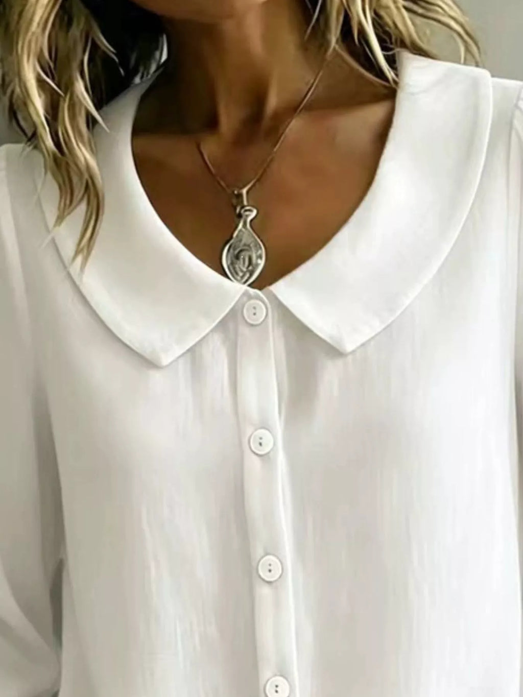 Full Size Peter Pan Collar Button-Down Shirt Plus Size