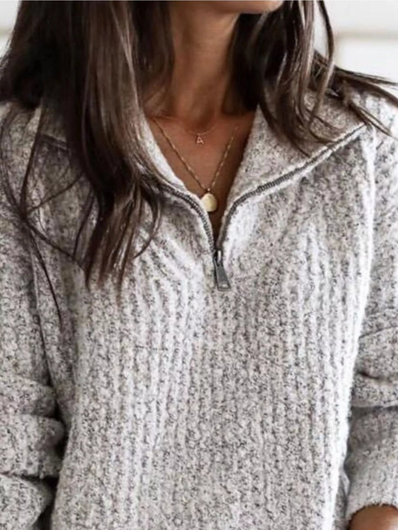 Full Size Half-Zip Textured Sweater Plus Size