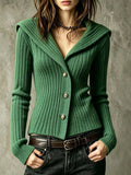 Full Size Ribbed Knit Button-Down Front Cardigan Plus Size