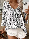 Leopard Print V-Neck Blouse