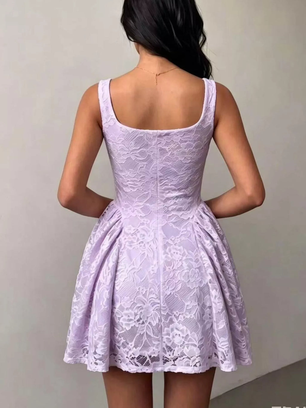 Floral Lace Square Neck Mini Dress