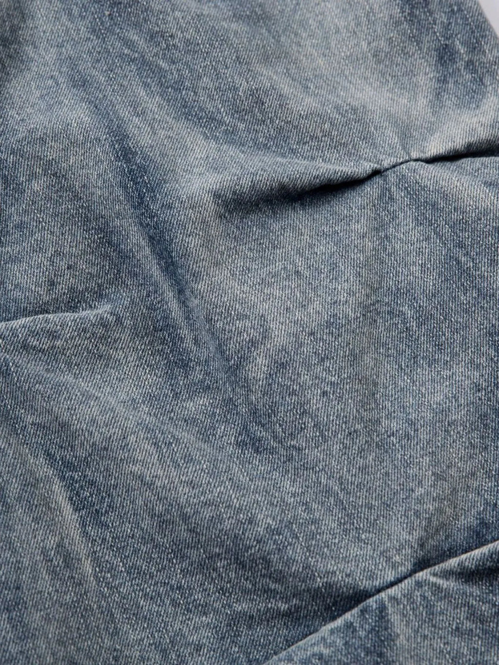 Men's Ruched Wide Leg Jeans