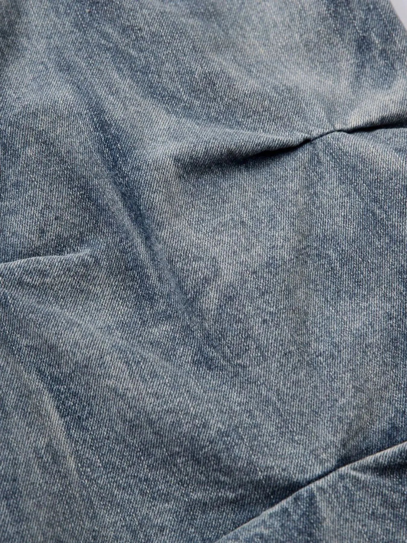 Men's Ruched Wide Leg Jeans
