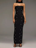 Rhinestone Tube Bodycon Maxi Dress