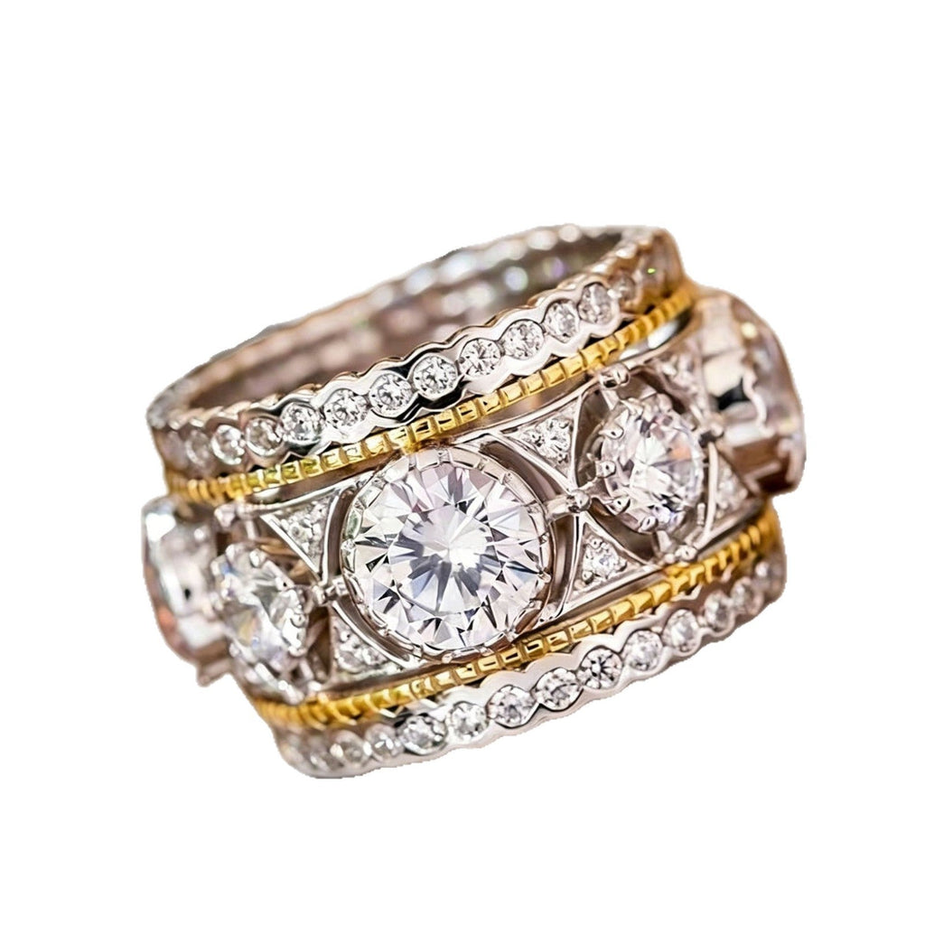 Two-tone Ring For Women, Luxurious Court Style, Elegant