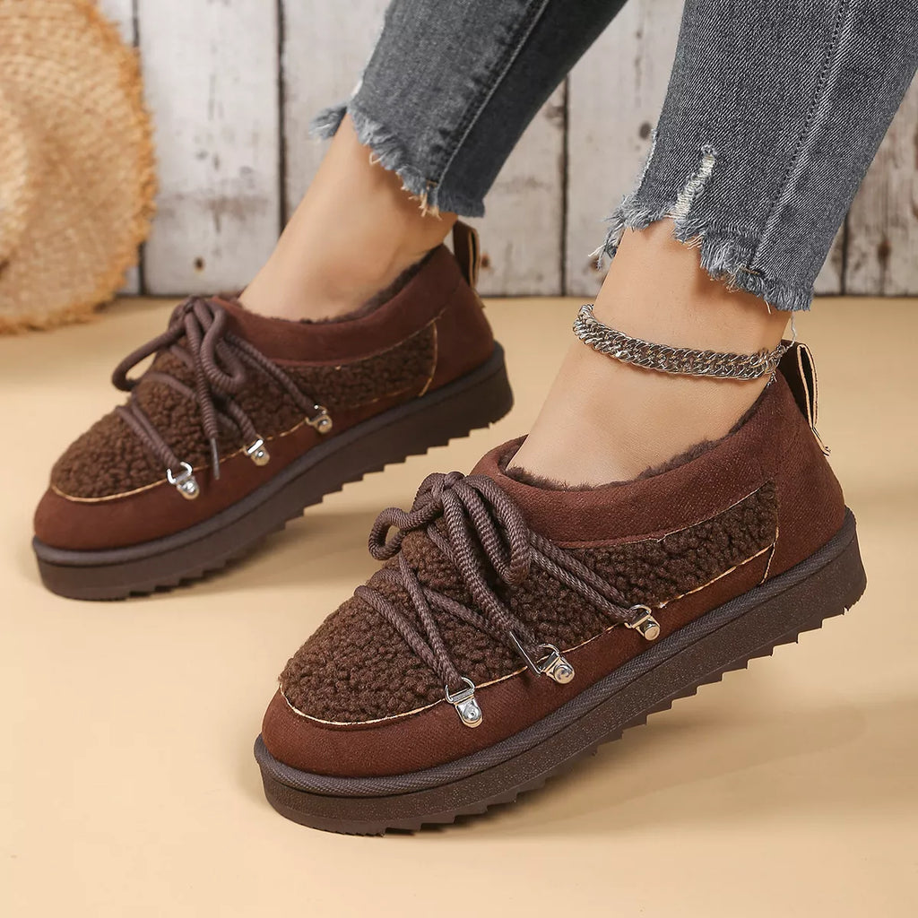 Lace Up Round Toe Platform Ankle Boots