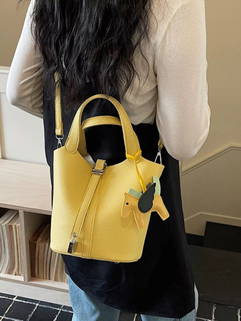 Adjustable Strap Bucket Bag