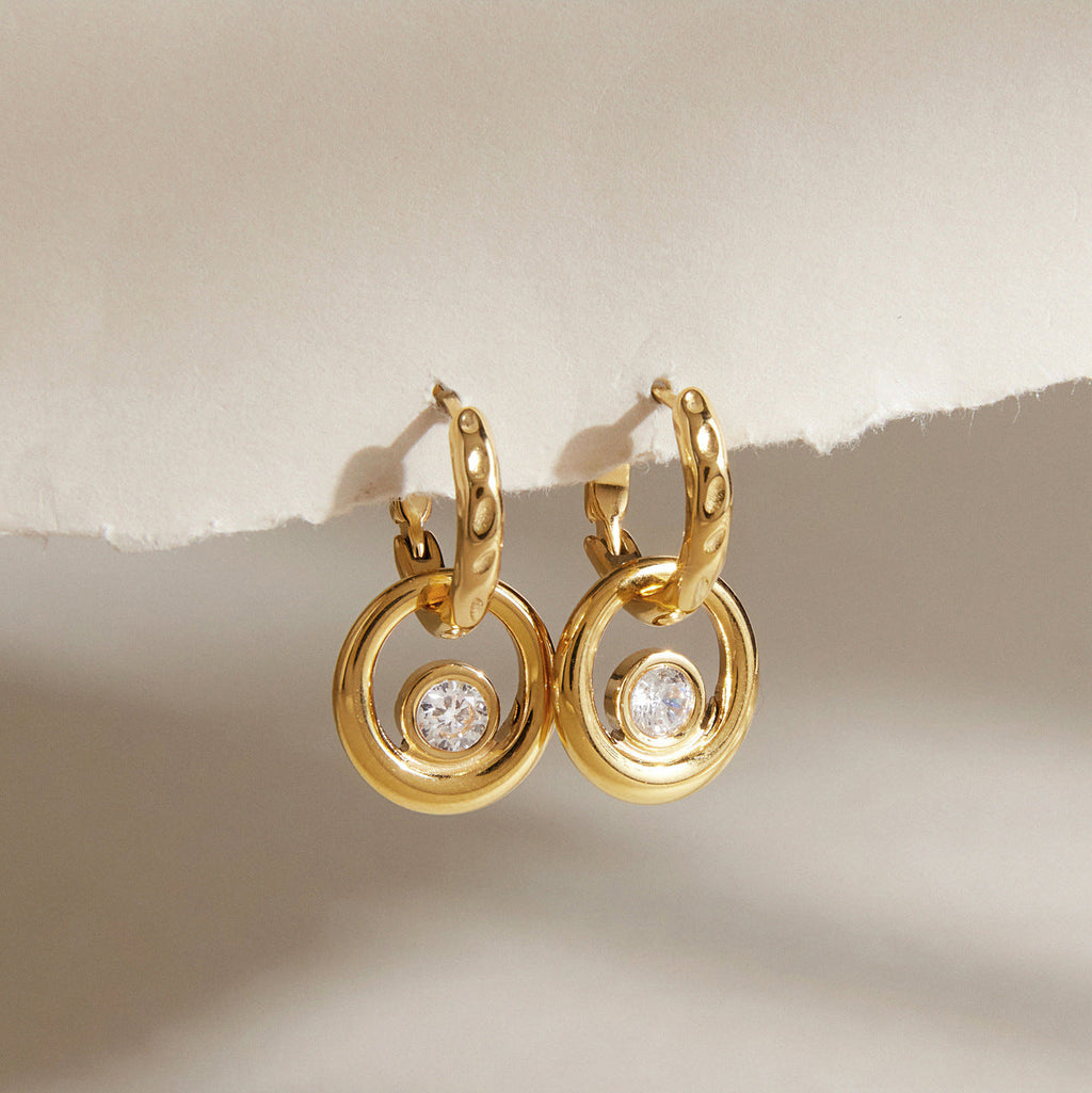 Circle Pendant Huggie Earrings