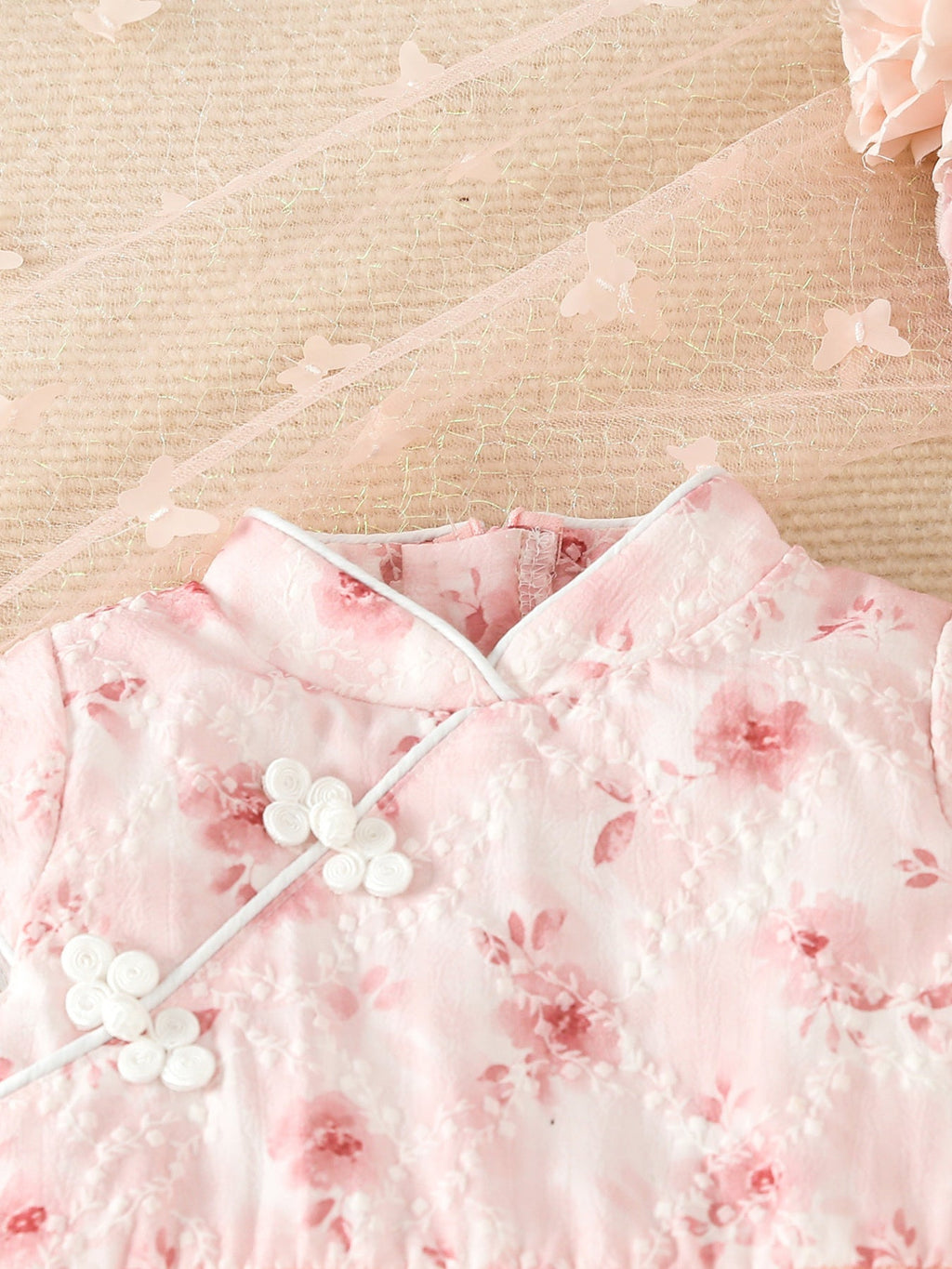 Children's Floral Cap Sleeve Tulle Dress