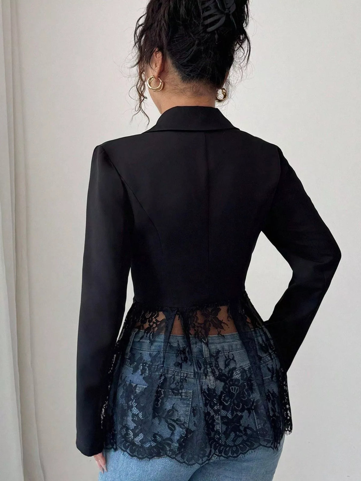 Lace Detail One Button Blazer