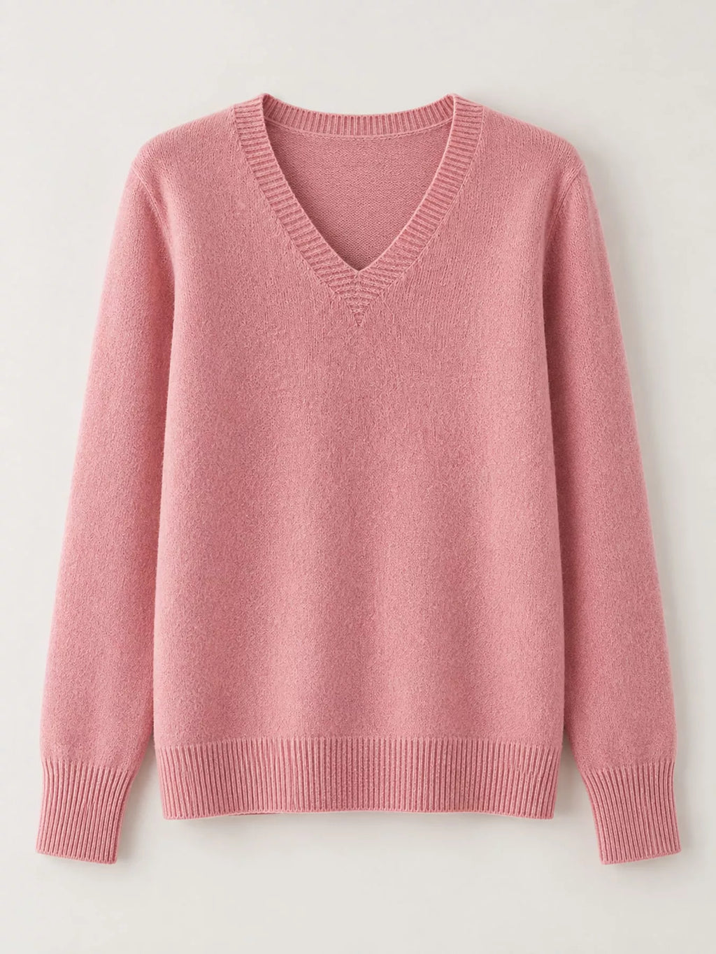 V-Neck Solid Color Sweater