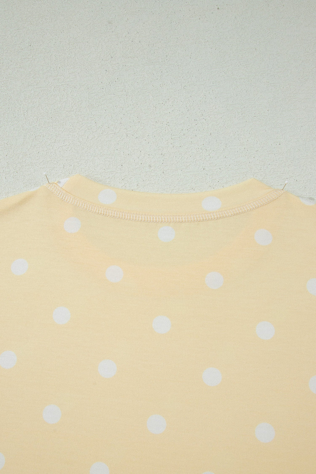 Yellow Exposed Seam Detail Polka Dot Loose Tee Drawstring Shorts Set