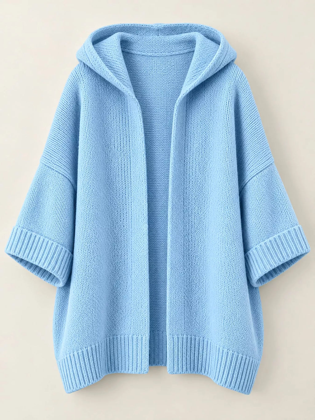 Full Size Hooded Open-Front Knit Cardigan Plus Size
