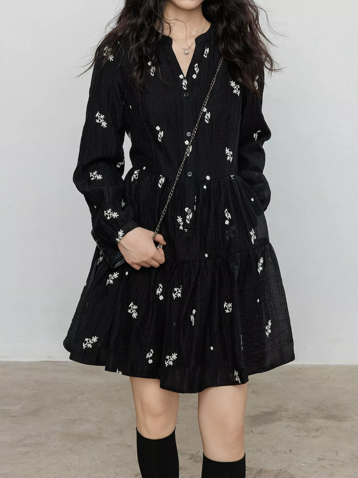 Floral Long Sleeve Mini Dress