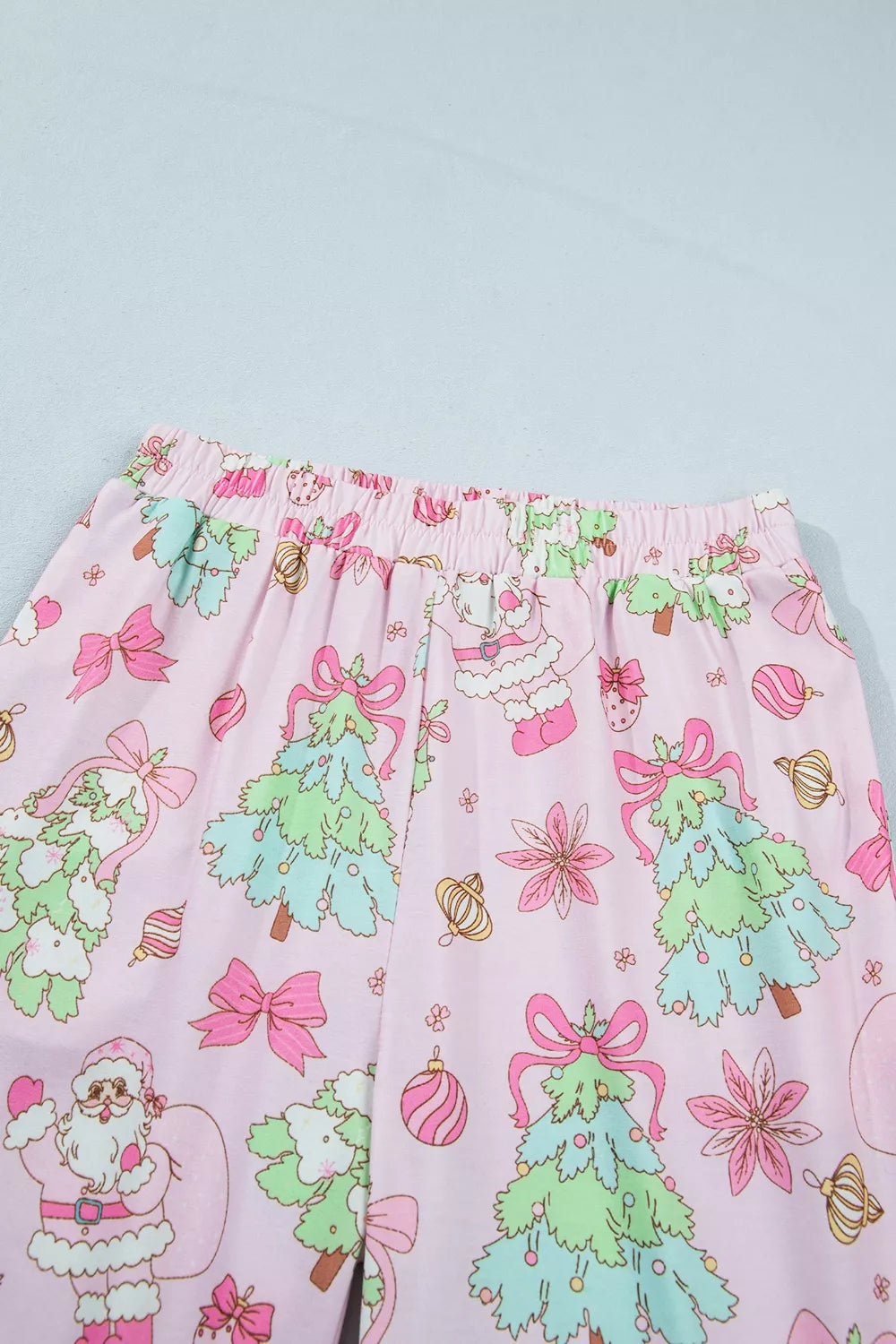 Christmas Print Button Front Long Sleeve Lounge Set