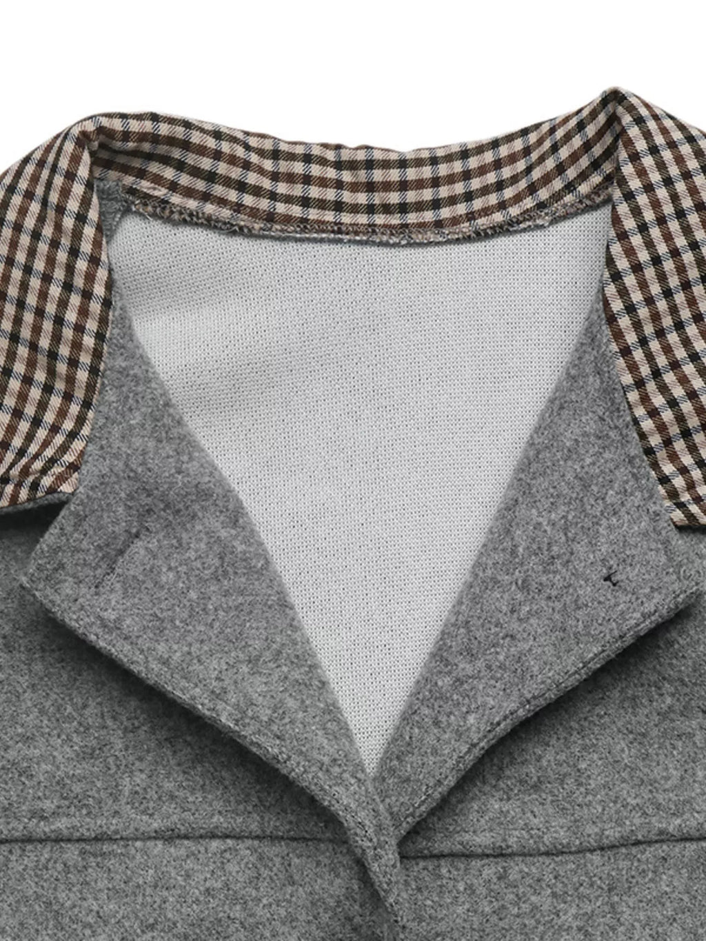 Button-Down Outerwear with Gingham Contrast Details