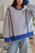 Exposed Seam Textured Crew Neck Sweatshirt