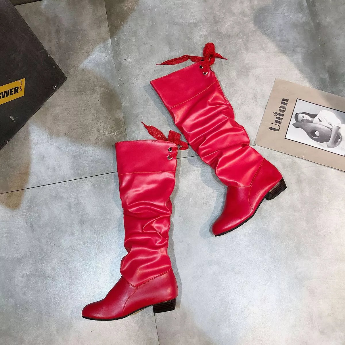 Round Toe Low Heel Boots
