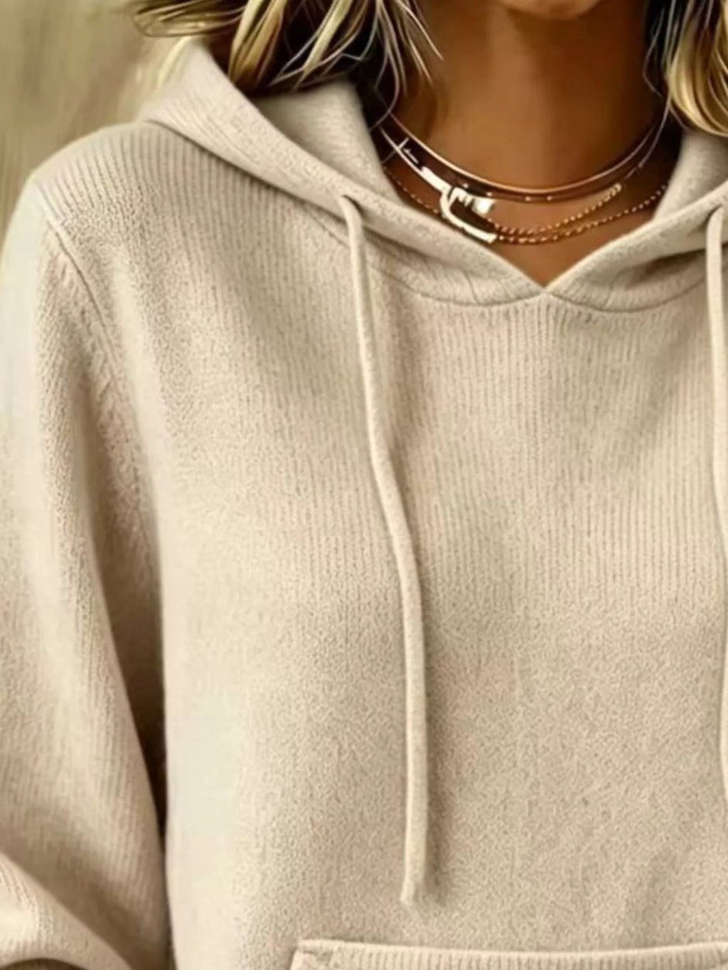 Full Size Drawstring Kangaroo Pocket Hooded Sweater Plus Size