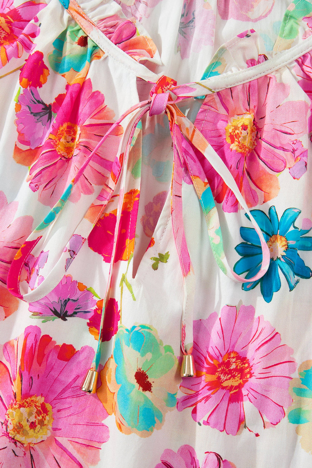 Pink Plus Size Floral Print Ruched Short Sleeve Blouse