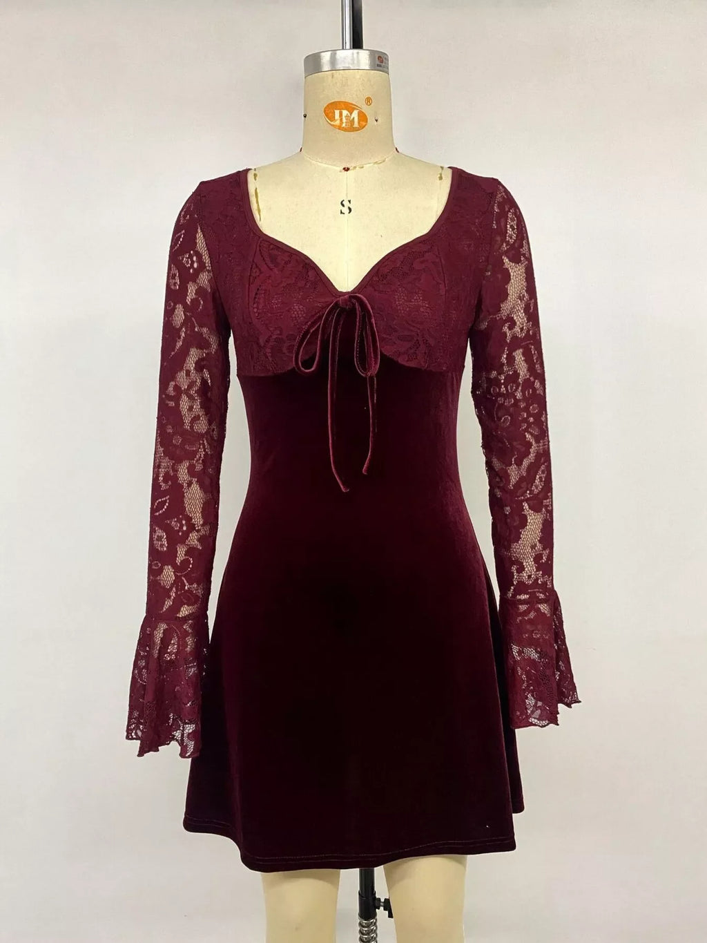 Lace Flare Sleeve Mini Dress