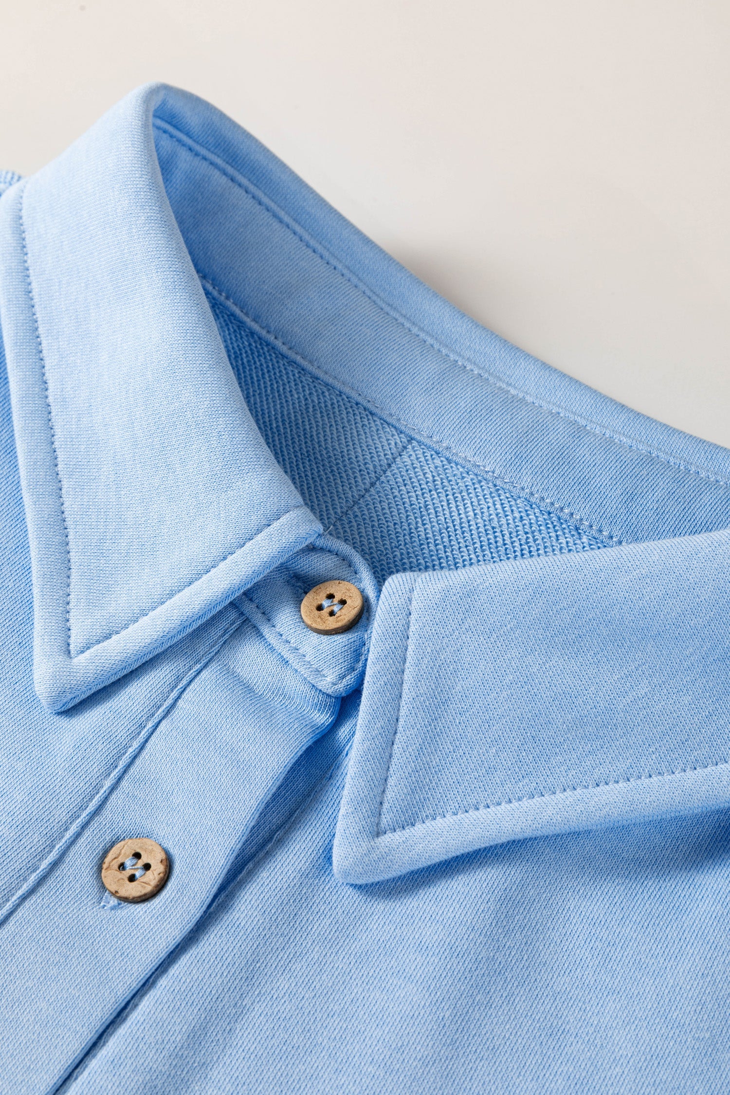 Mist Blue Solid Color Polo Tee Elastic Waist Shorts Plus Size Outfit