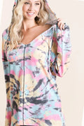 Tie-Dye Terry Hoodie with Drawstring Hood