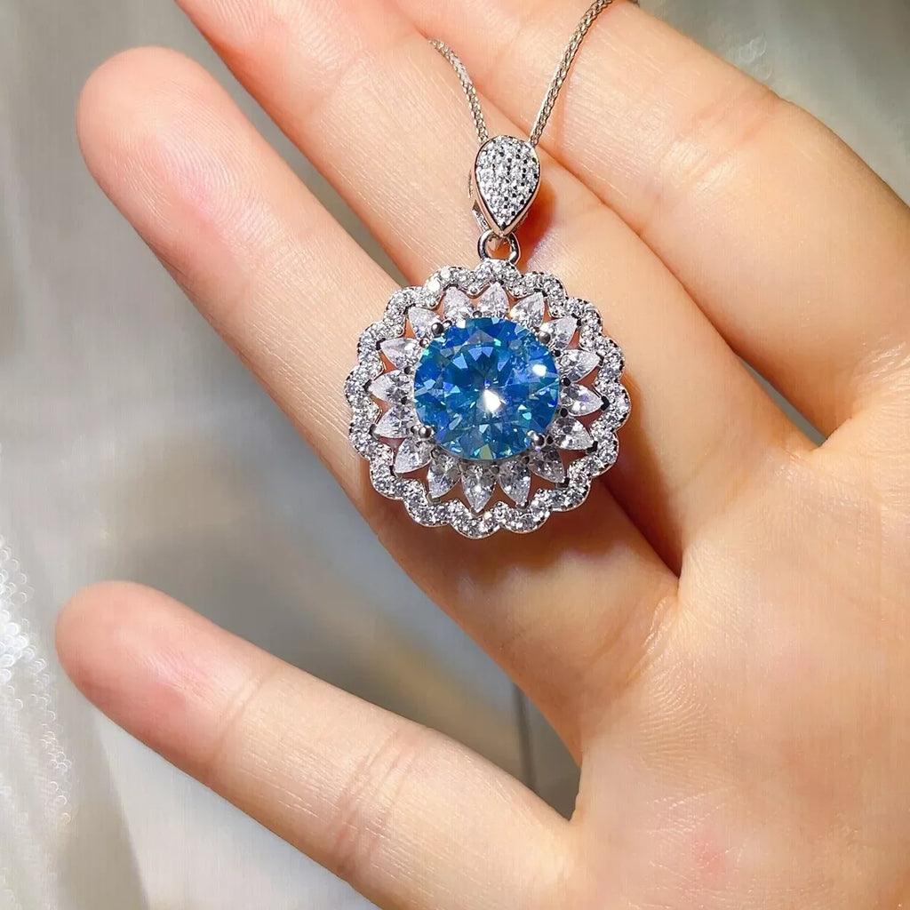 5 Carat 925 Sterling Silver Moissanite Pendant Necklace