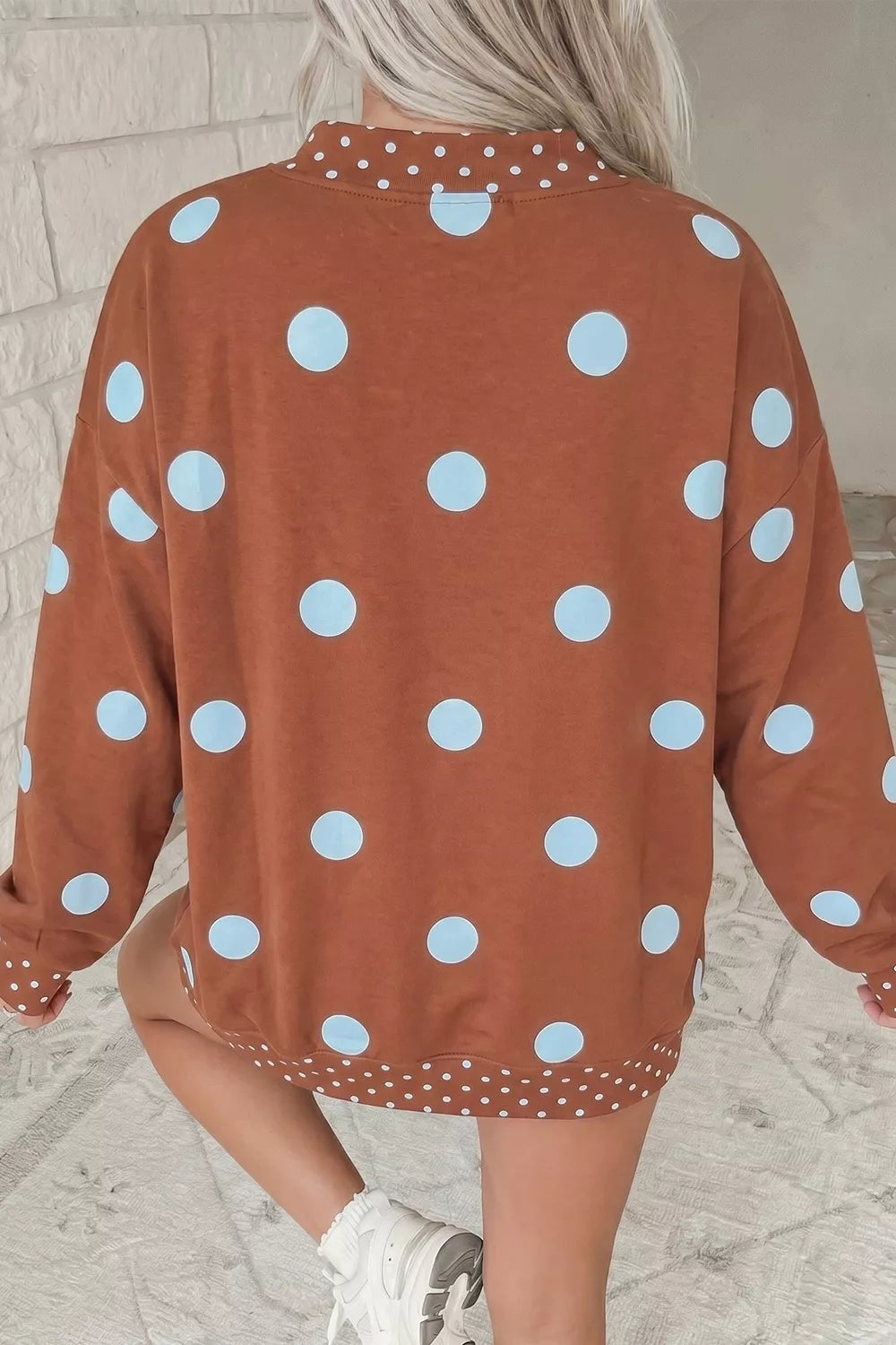 Polka Dot Dropped Shoulder Sweatshirt