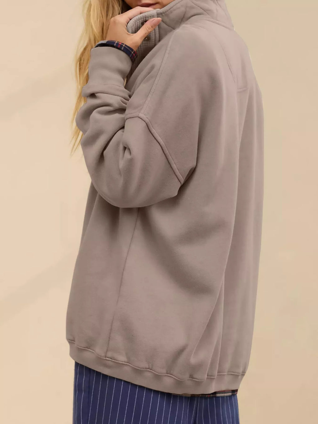 Half Snap Dropped Shoulder Sweatshirt
