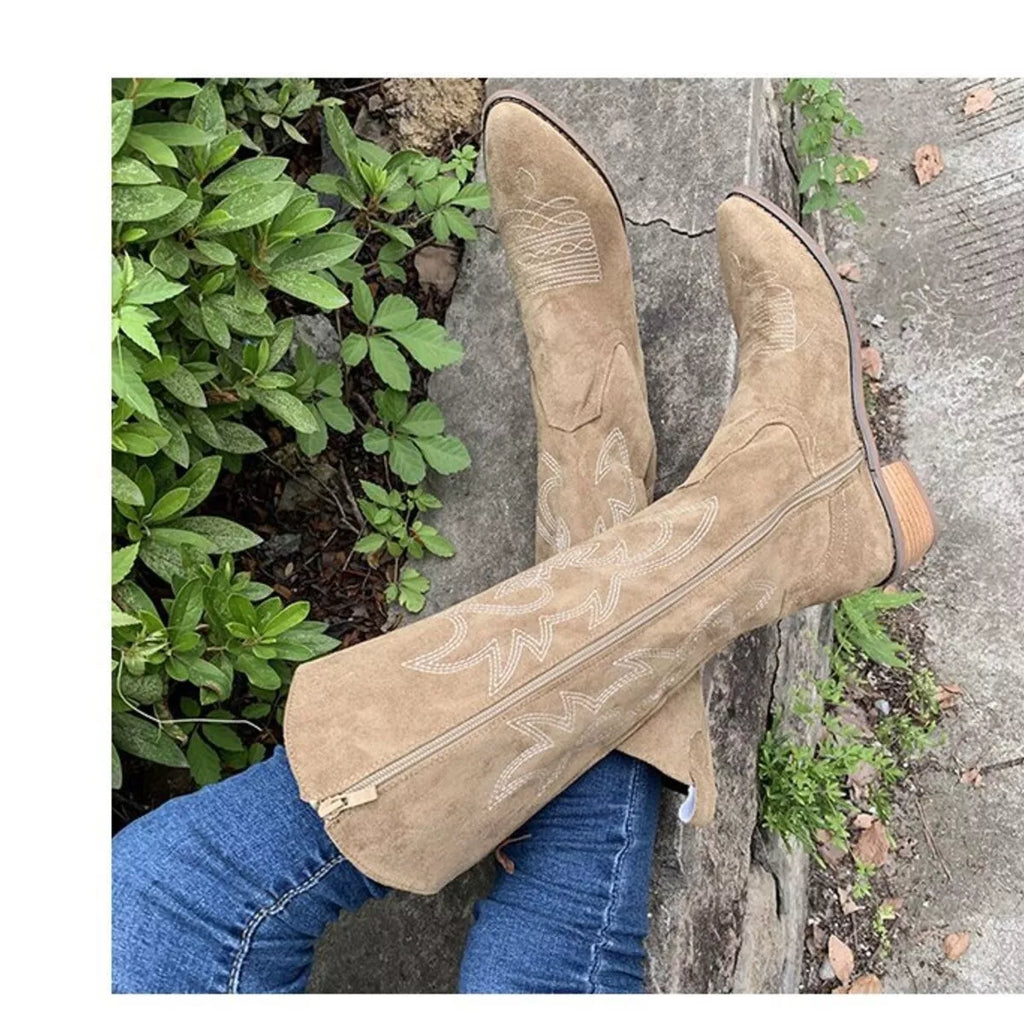 Point Toe Block Heels Boots
