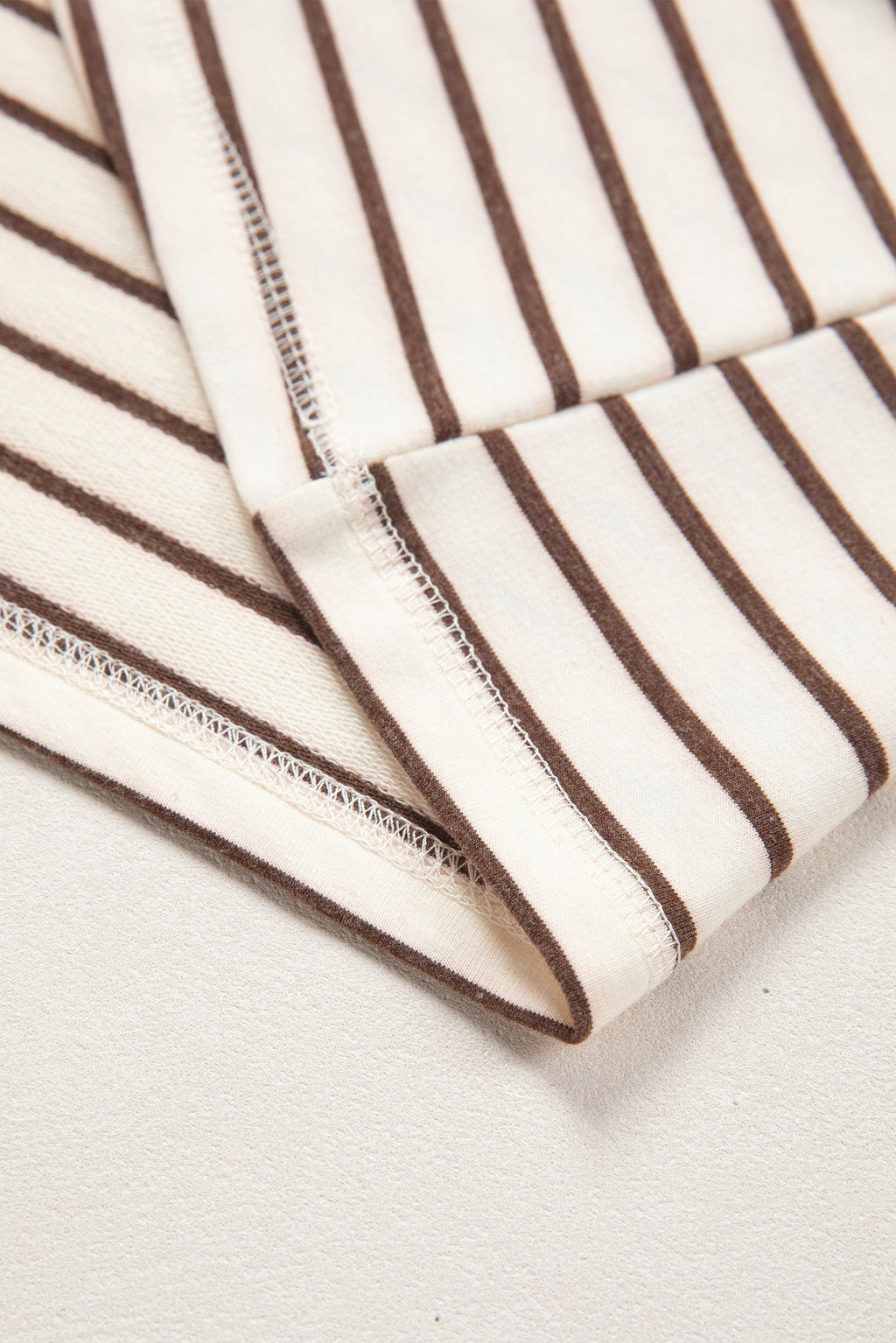 Brown Stripe Ribbed Round Neck Trim Loose Tank Top