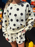 Polka Dot Crewneck Sweatshirt and Shorts Set
