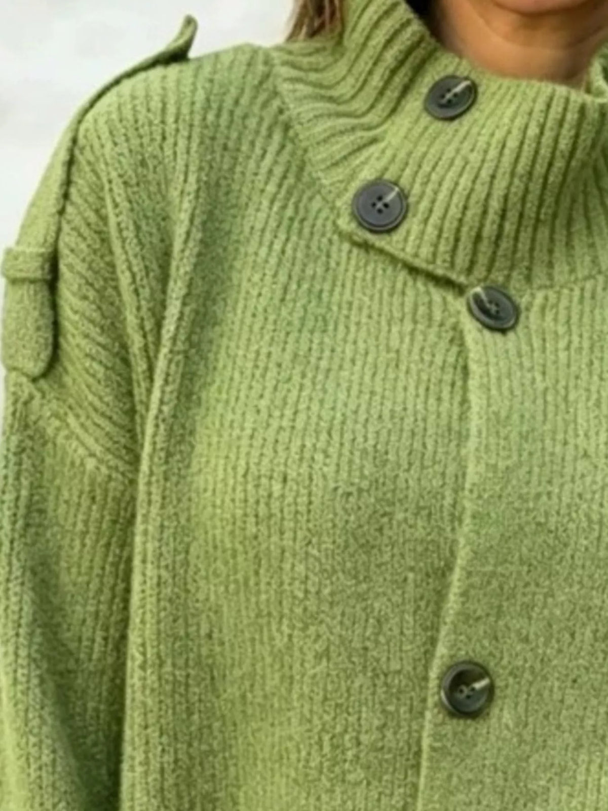Full Size Button-Up Mock Neck Cardigan Plus Size