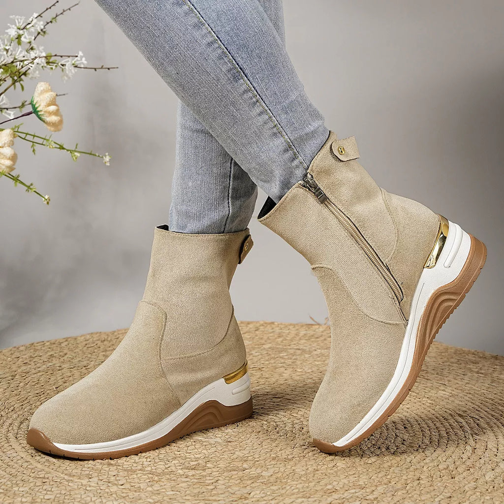 Suede Ankle Boots with Wedge Heel