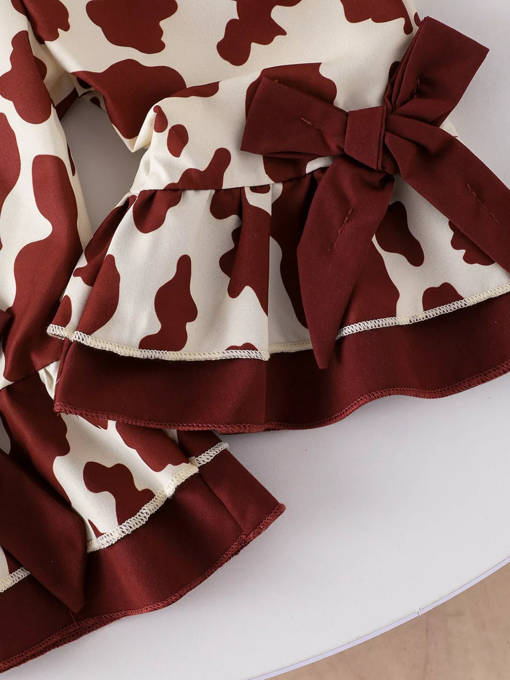 Children's Cow Print Ruffle Jumpsuit