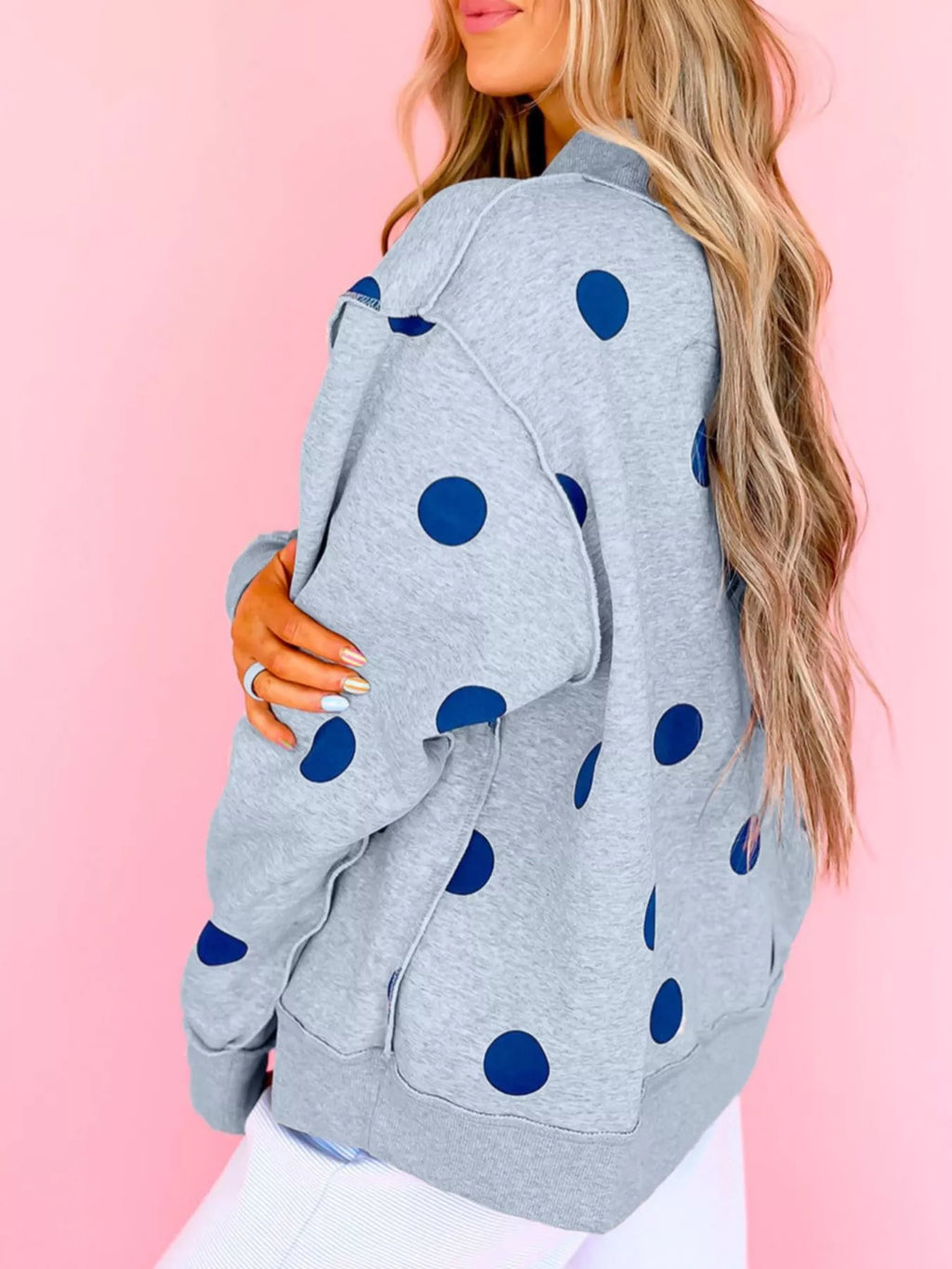 Oversized Polka Dot Crewneck Sweatshirt