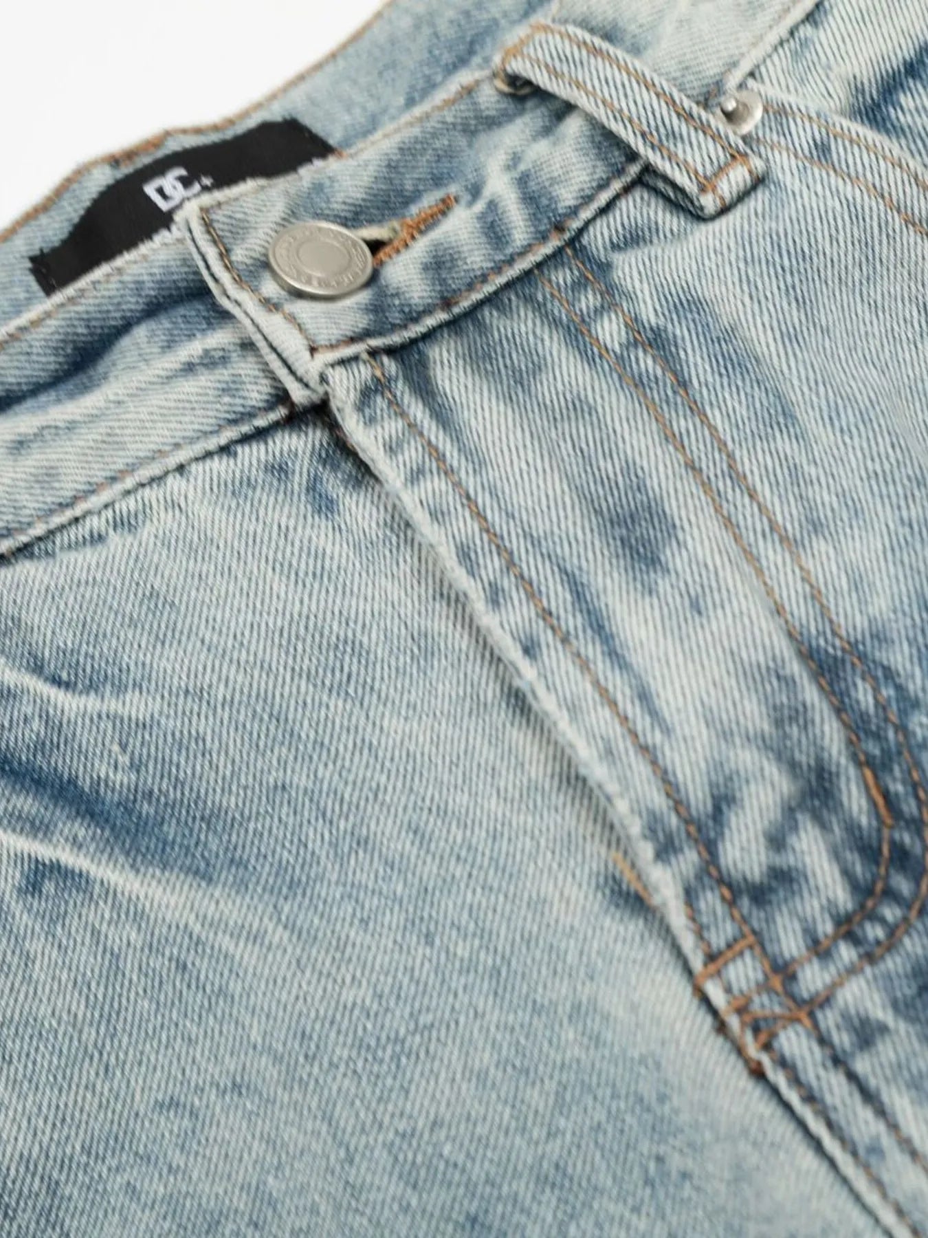 Men's Washed Distressed Curved Jeans