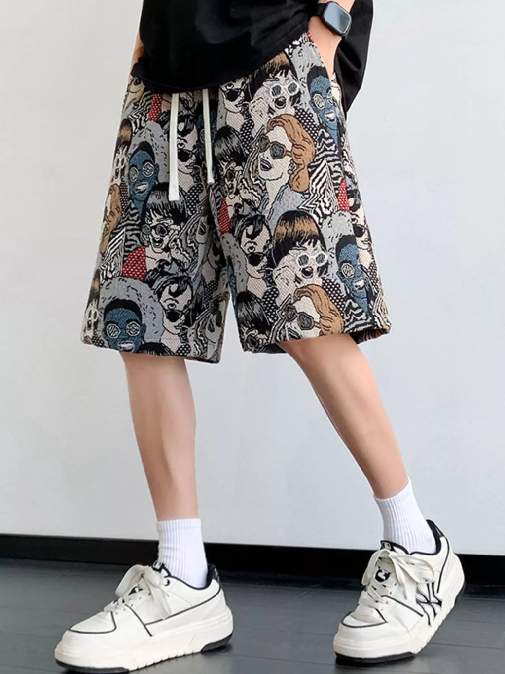 Men's Plus Size Printed Casual Drawstring Shorts