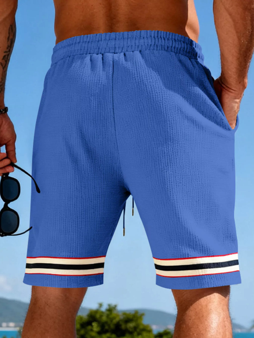 Men's Full Size Textured Knit Drawstring Shorts Plus Size