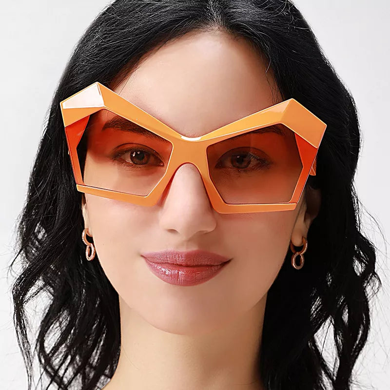 Oversized Geometric Orange Fashion Sunglasses