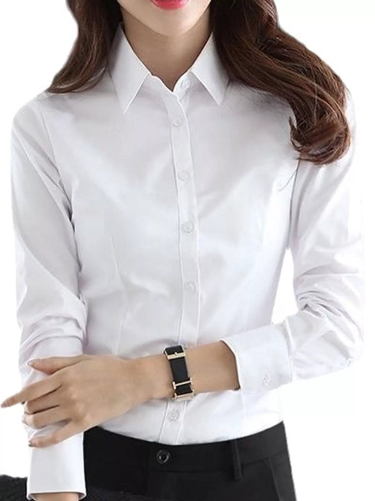 Full Size Classic Slim-Fit Button-Down Shirt Plus Size