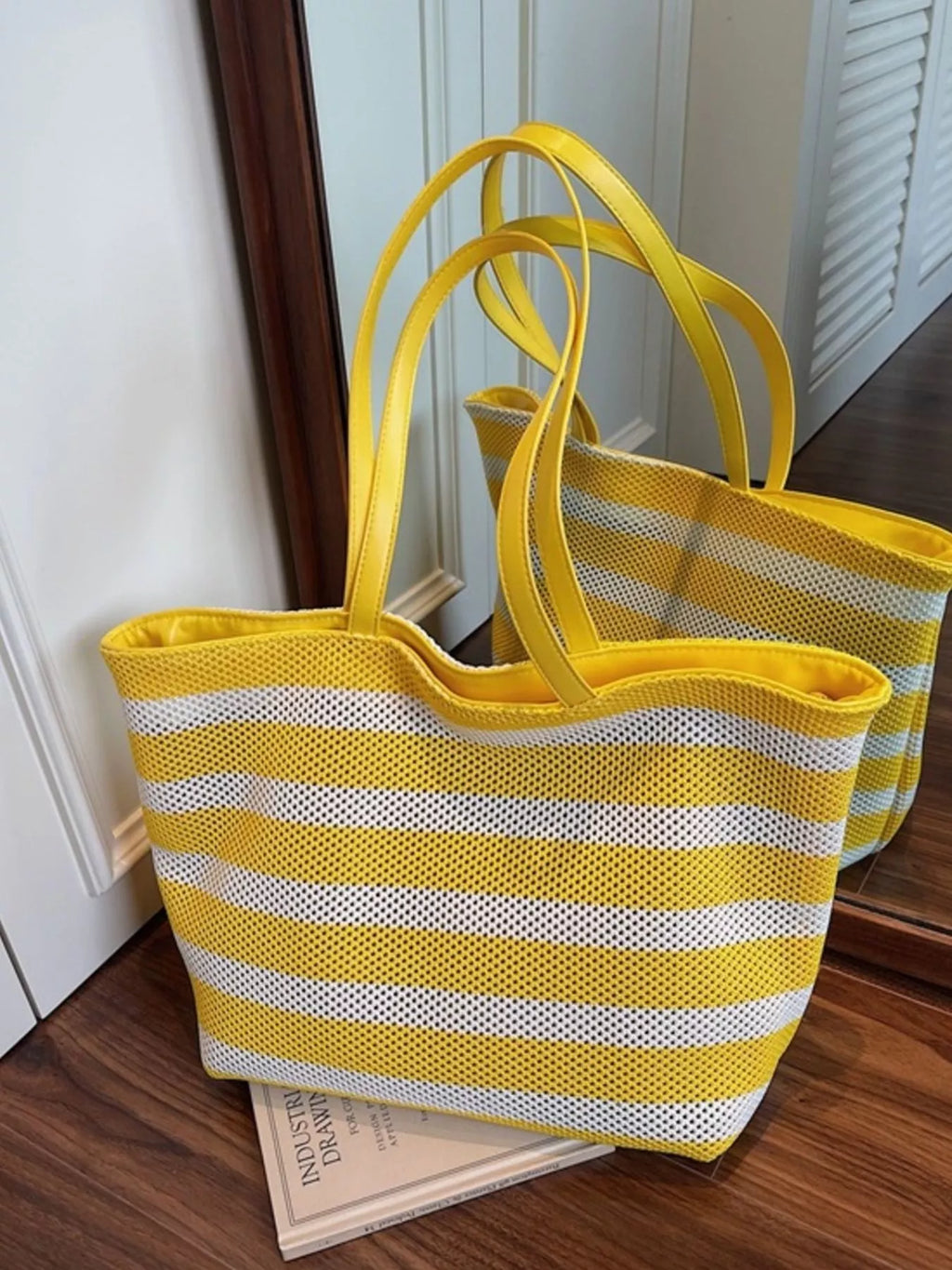 Striped Mesh Shoulder Bag