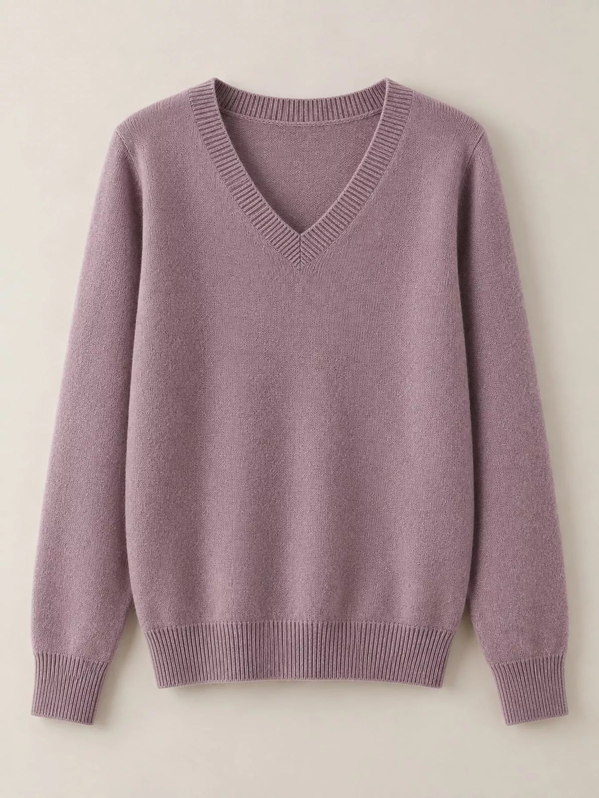 V-Neck Solid Color Sweater