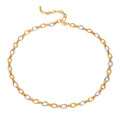 18K gold chain with gold and silver color matching design fashionable and simple necklace