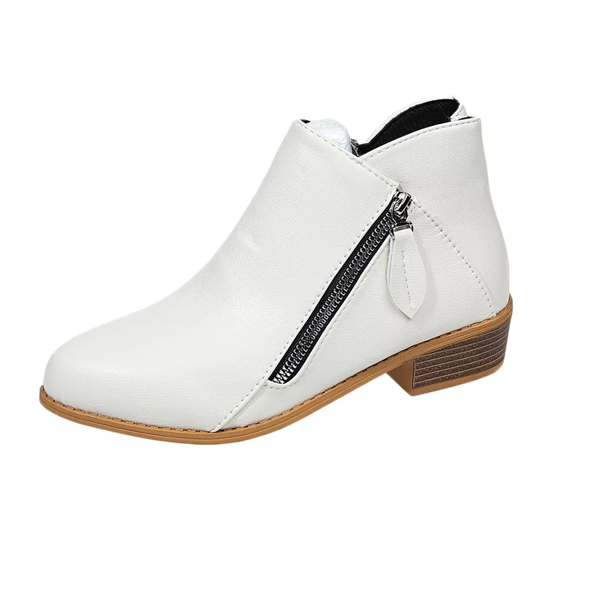 Size Zipper Block Heels Boots