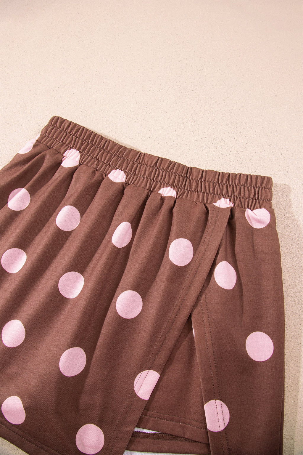 Pink Polka Dot Two Piece Set Long Sleeve Casual Skirt Set