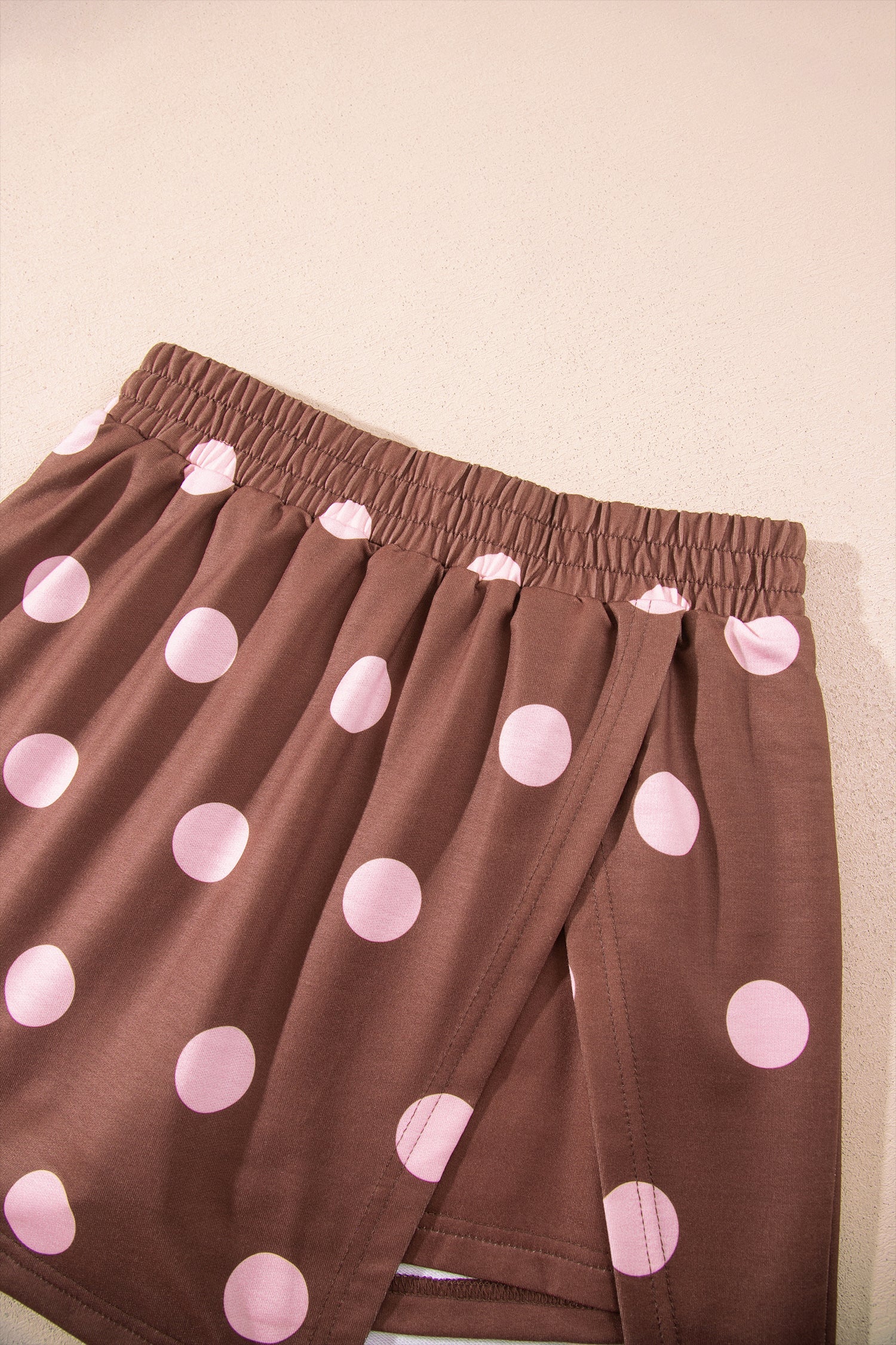 Pink Polka Dot Two Piece Set Long Sleeve Casual Skirt Set