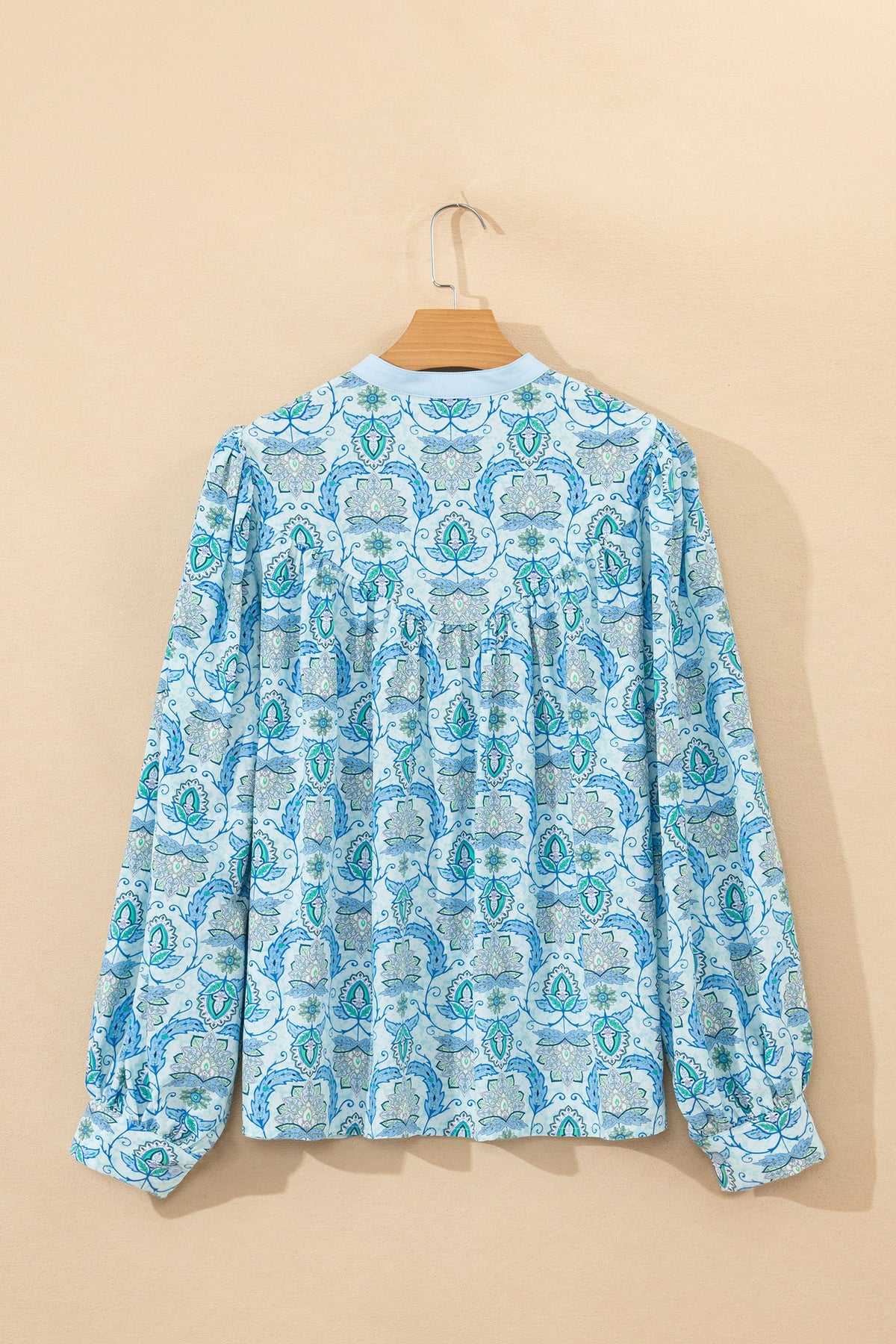 Paisley Long Puff Sleeve Buttoned Shirt